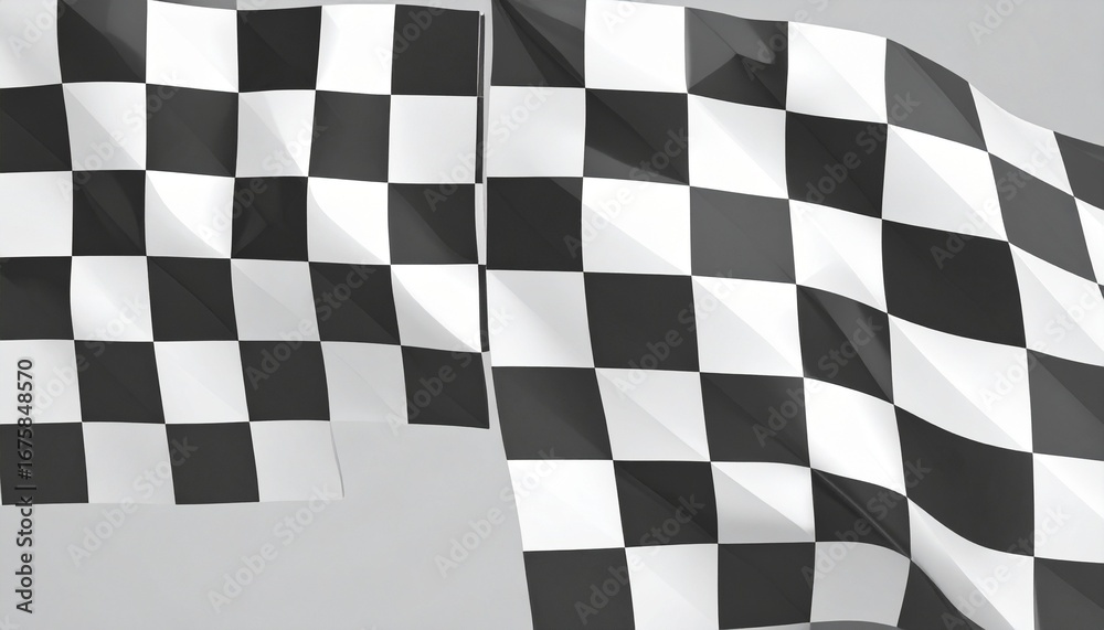Fototapeta premium Close-up view of black and white checkered racing flag fabric with folds and texture