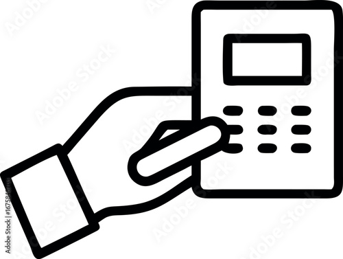 Vector art of hand holding a calculator