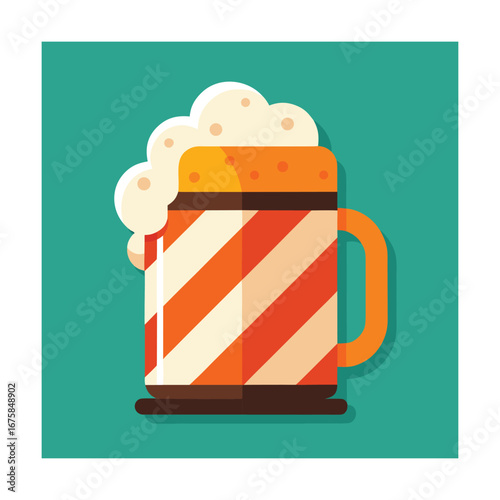 Graphic Beer Mug With Foam On Teal Background drink