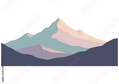 Stylized erupting volcano with smoke and lava on a light background, vector illustration 