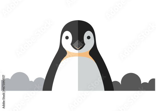 Cute cartoon penguin character illustration with a happy expression on white background