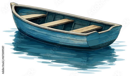 Fishing boat 3d icon. featuring a rowboat on water.