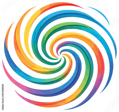 Abstract rainbow swirl vector design – colorful spiral for creative art projects