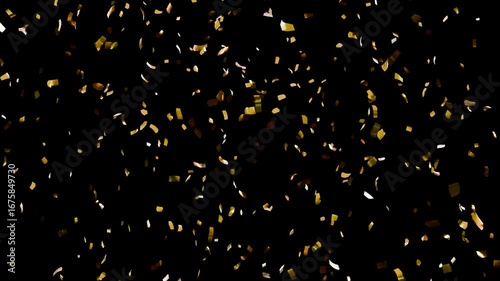 Golden Falling Confetti Party Popper Animated on Transparent Background
