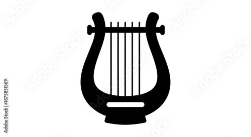 Classic Greek Lyre Musical Instrument Silhouette.