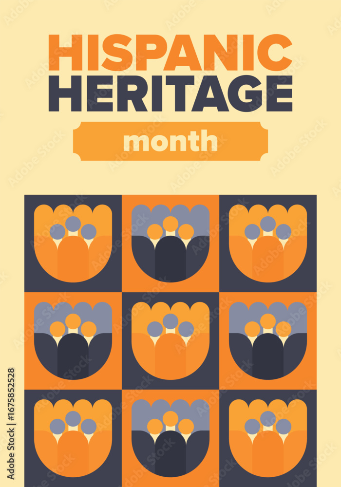 Fototapeta premium National Hispanic Heritage Month in September and October. Hispanic and Latino Americans culture. Celebrate annual in United States. Poster, card, banner and background. Vector illustration