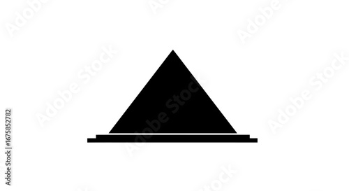 Simple Black Pyramid Icon with a Base.