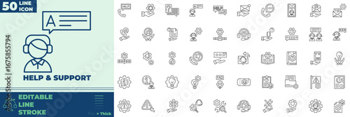 Help And Support Line Editable Icons set. Vector illustration in modern thin line style of help and support icons: help, support, service, etc