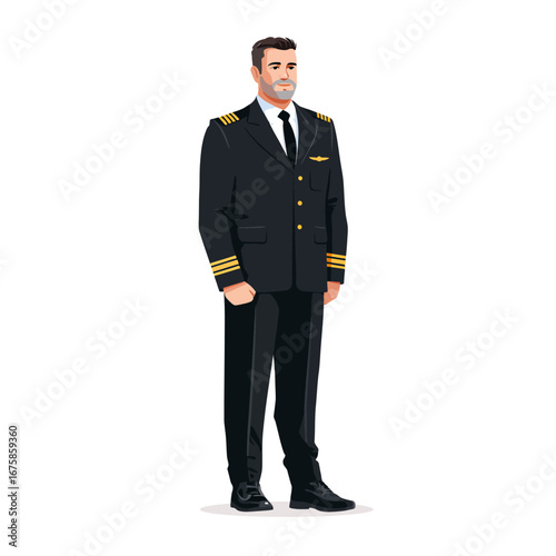 2D flat illustration of a pilot