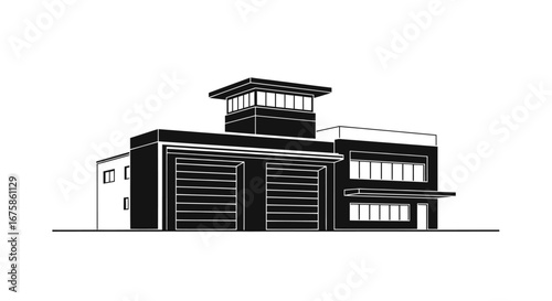 Modern Fire Station Architectural Design Outline.