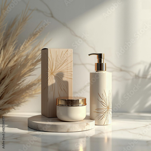 Luxury Skincare Product Set on Marble Surface