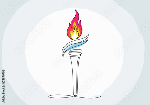 Dynamic torch illustration symbolizing passion, achievement, and global unity with vibrant flames