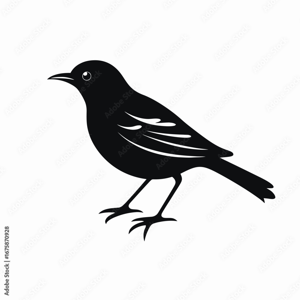 Fototapeta premium Minimalist black bird illustration vector art, representing avian beauty silhouette