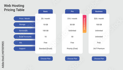 Web Hosting Pricing Table Template Design