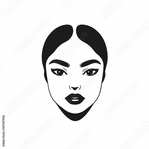 Striking woman with detailed features portrayed in a minimalist vector silhouette