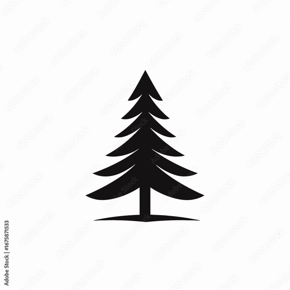 Obraz premium Simple evergreen fir with branches and trunk holiday winter silhouette
