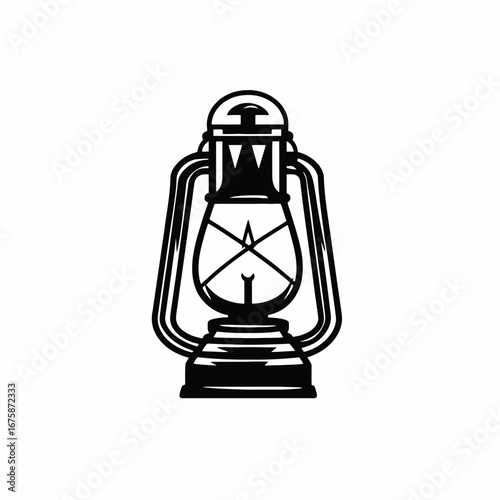 Bold vintage black and white kerosene lantern vector isolated graphic silhouette