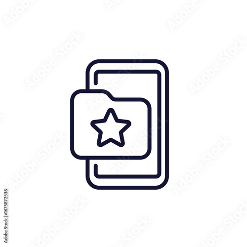 favorite folder line icon with smart phone