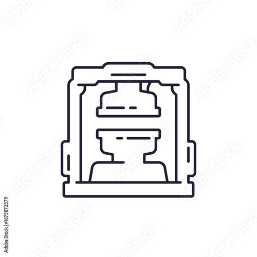 Injection molding machine icon, industrial press line design