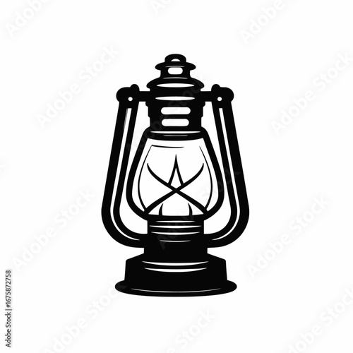 Intricate vintage kerosene lantern design emitting old world charm in silhouette