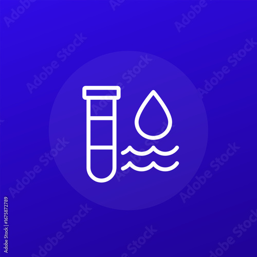 water testing icon, line white pictogram
