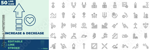Increase And Decrease Editable Icons set. Vector illustration in modern thin line style of Increase And Decrease icons: decrease, chart, graph, etc