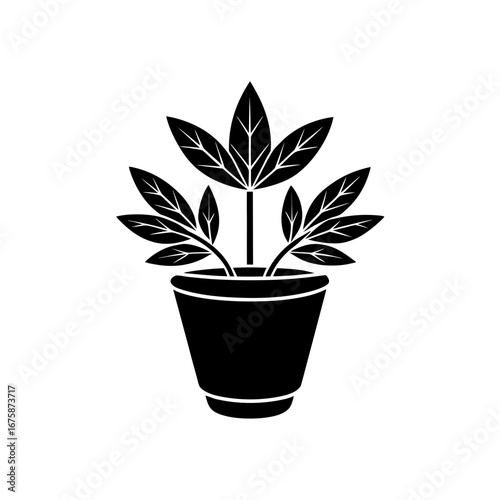 ceramic plant pot silhouette vector icon