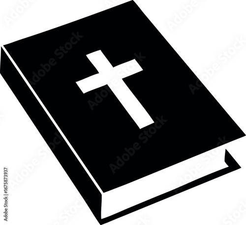 Bible holy book with cross flat vector icon