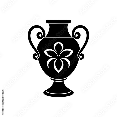 decorative urn pot silhouette vector icon