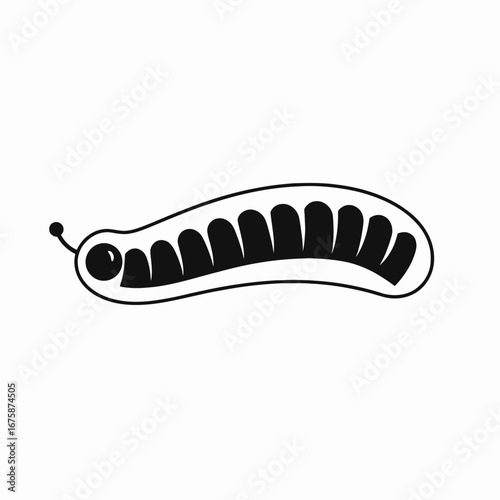 Cartoon larva graphic representation on white background isolated insect pest silhouette