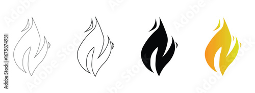 Set of flame fire vector illustration with natural design elements