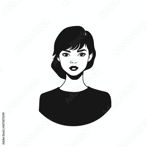 Stylish woman portrait with a bob haircut shown as a bold silhouette