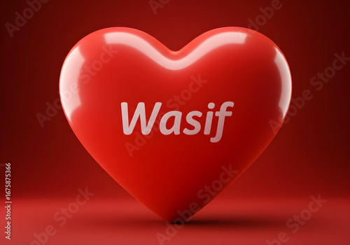Wasif Name on Red Heart | Personalized Valentines Day Gift for him, Love Expression and Romantic Gesture