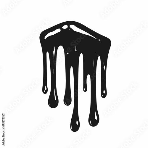 Dripping dark fluid design with bold outlines, a vector graphic silhouette