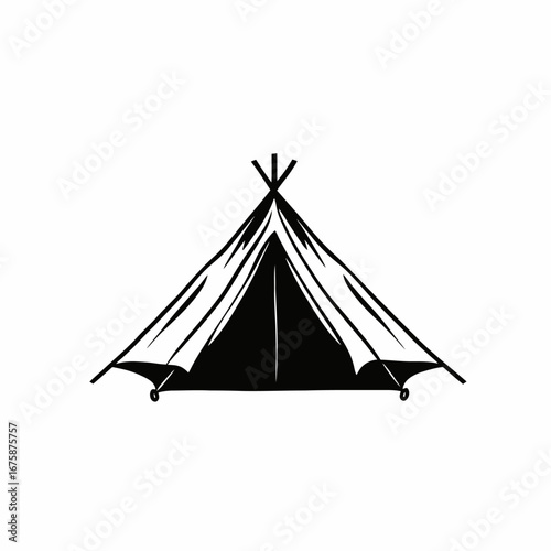 Graphic camping tent for outdoor adventure gear logo design silhouette