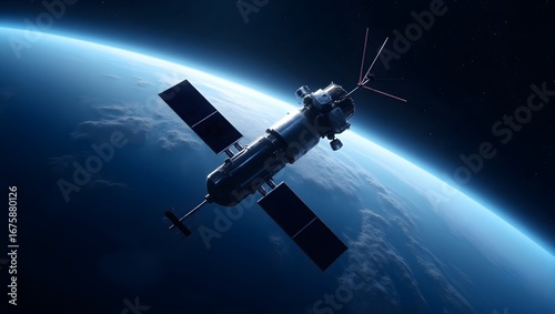 Wallpaper Mural spaceship flying over the earth, rocket in space, space shuttle and moon, satellite orbiting earth, satellite dish on the earth, satellite in space, satellite dish on the earth, spaceship and earth, s Torontodigital.ca