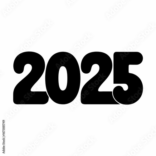 Bold graphic depiction of the year 2025 in a rounded font style