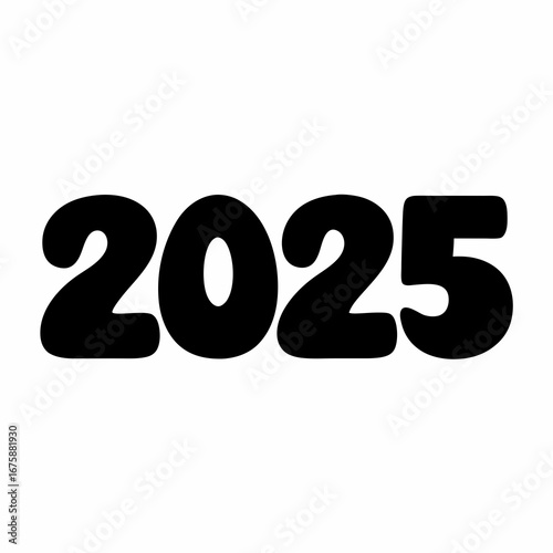 The year 2025 bold prediction with black numbers and white background