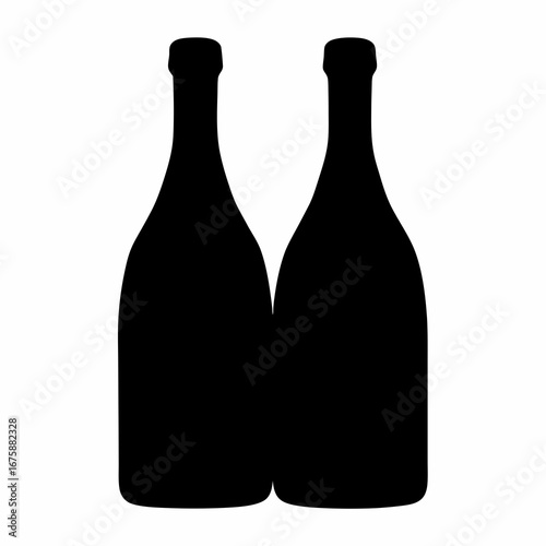 Elegant black silhouette illustration of two bottles against a white background