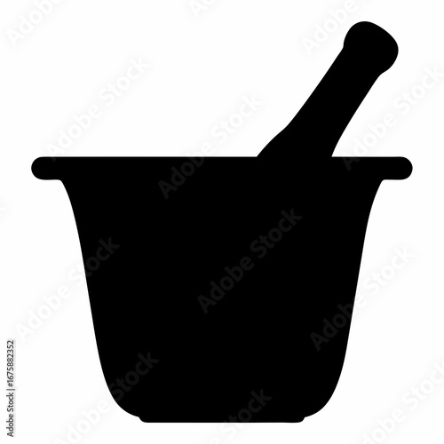 Black silhouette of a mortar and pestle used in compounding medicines