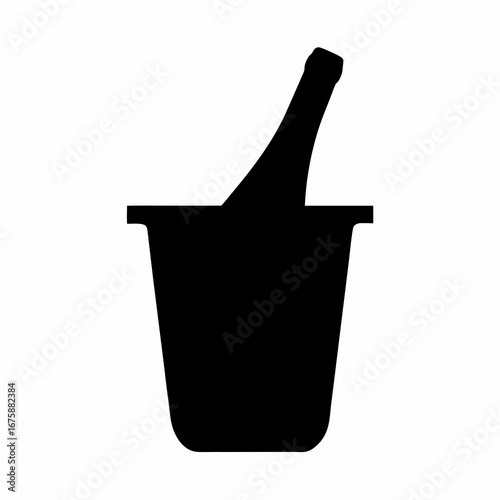 Simple silhouette of a champagne bottle in an ice bucket vector illustration