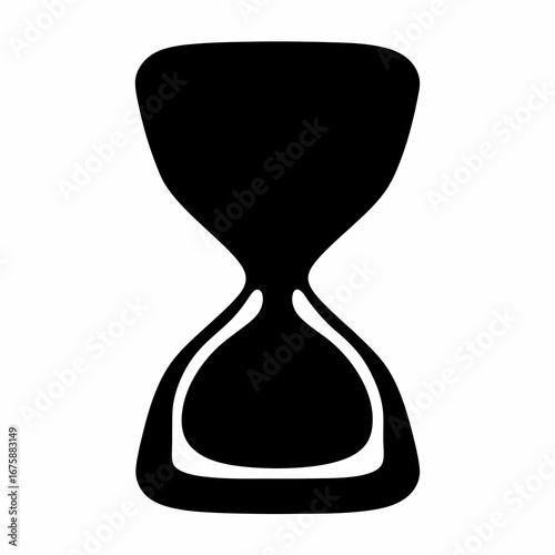 Monochrome hourglass illustration against white background, showing passage of time concept