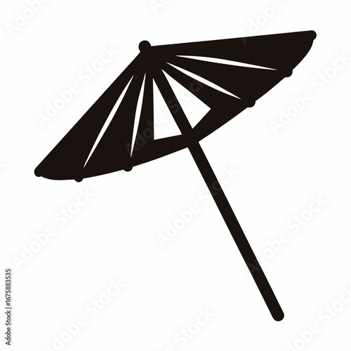 Silhouette of a traditional cocktail umbrella, offering a tropical and festive vibe