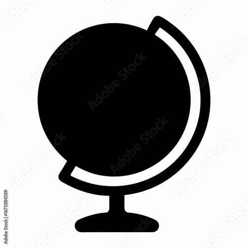 A simple black and white icon depicting an unadorned globe