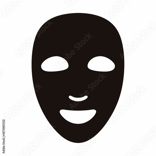 Simple black mask resembling a human face with eyes and mouth