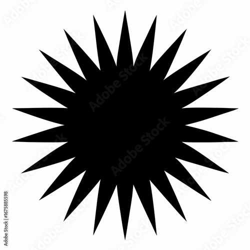 Black spiky sunburst shape with a radial pattern and sharp edges