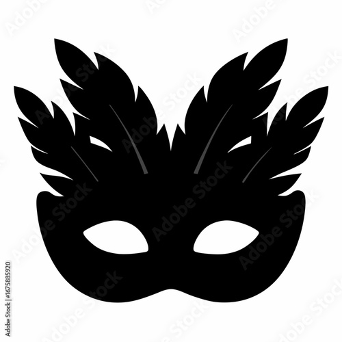 Elegant Black Feathered Masquerade Mask for Carnival Celebrations and Festive Occasions