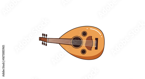 Cartoon Oud - A Traditional Middle Eastern Stringed Instrument Illustration.