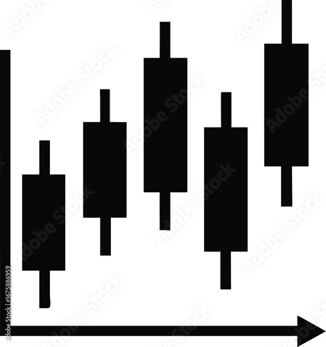 Stock Market Silhouette Vector Icon on White Background

