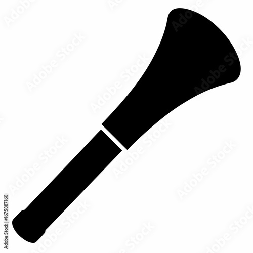 Stylized image of a black makeup brush on a white background